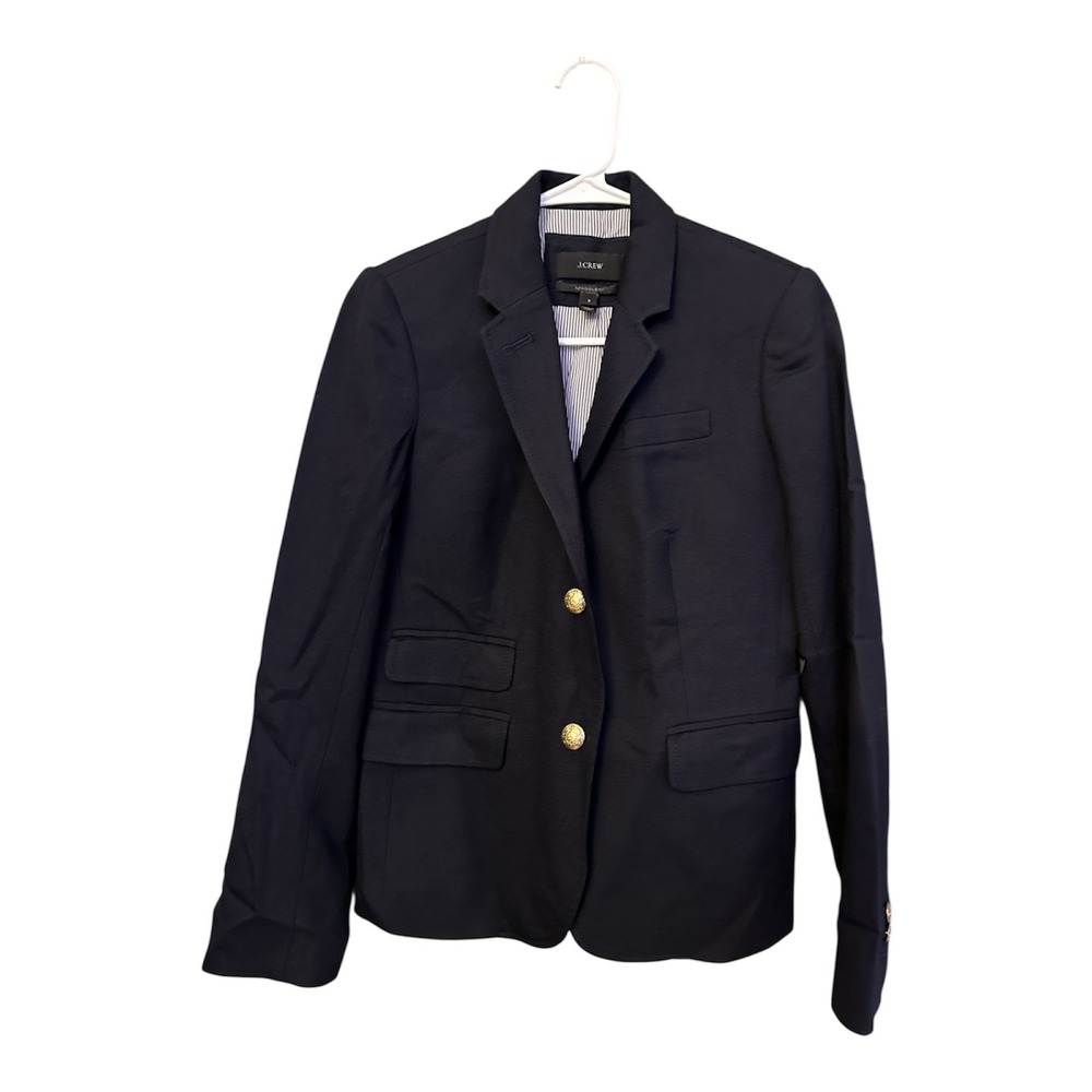 J.Crew Blazer Schoolboy Wool Women's Size 2 Navy Blue Preppy Classic